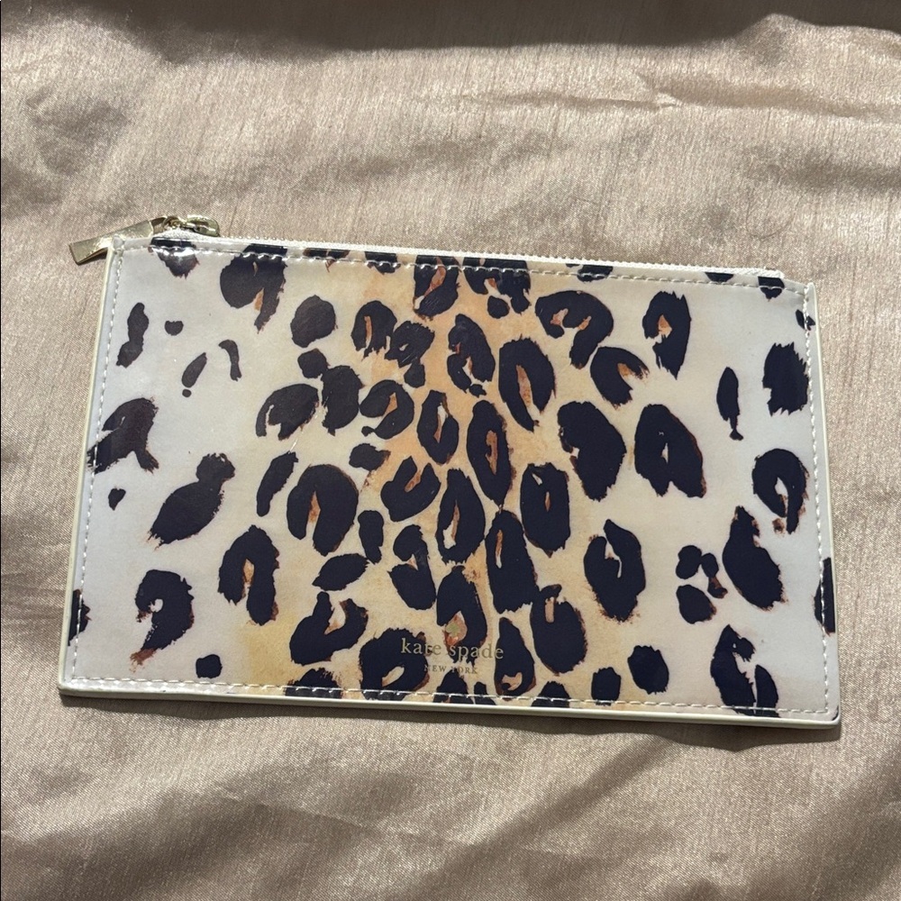 Kate Spade Animal Print Pouch in Black and Tan